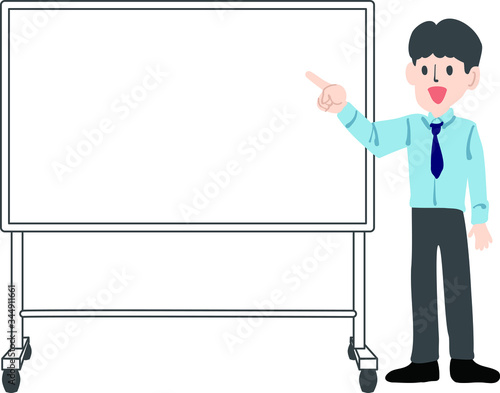 ホワイトボードと男性の先生のイラスト Wall Mural Wallpaper Murals Zstockill