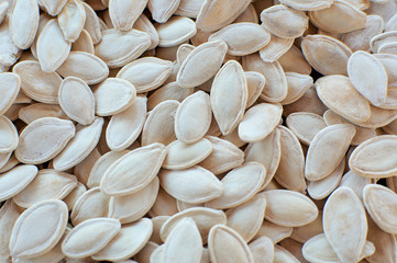 pumpkin seeds close-up. Natural Background of the seeds. View from above