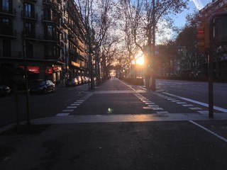 city street at sunset