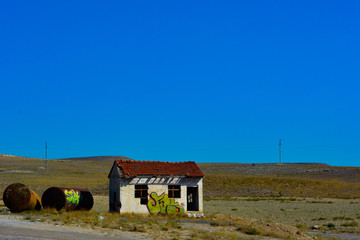 A farm house with beautiful blue sky