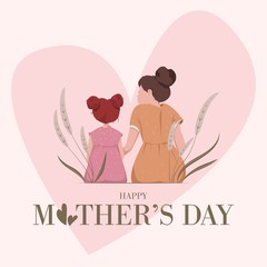 Happy Mother's Day. The Love of Mother and Little Girl.