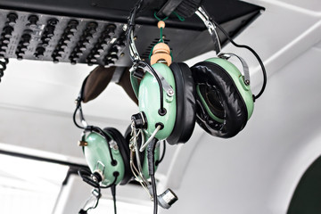 Headphones of the helicopter's pilot