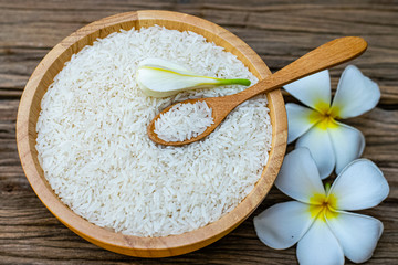 Jasmine rice and plumeria flowers