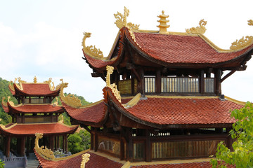 Fototapeta premium Ho Quoc Pagoda on Phu Quoc Island, Vietnam. Buddhist monastery.