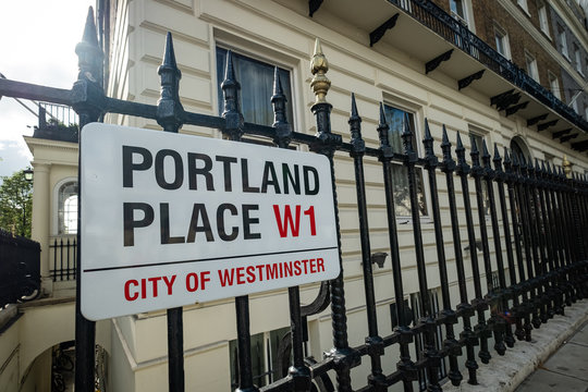 LONDON- Portland Place Sign, In The Marylebone Area Of West London