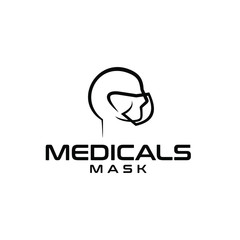 medical mask black abstract logo icon design vector