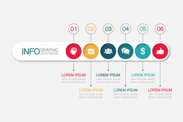 Vector iInfographic template for business, presentations, web design, 6 options.