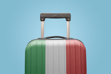 Baggage with Italy flag print tourism and vacation concept.