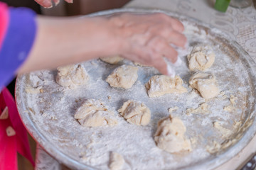 Preparing the dough for baking