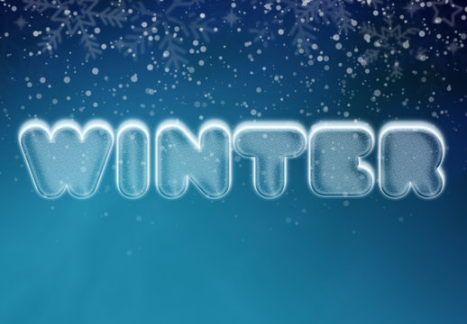 Winter and Snow Cool Ice Text Effect Mockup