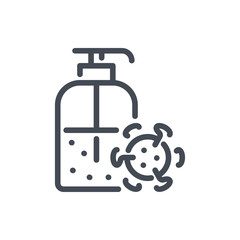 Sanitizer line icon. Antiviral antiseptic vector outline sign.
