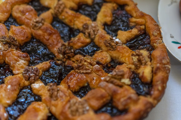 Pie with jam and nuts