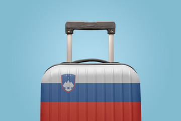 Baggage with Slovenia flag print tourism and vacation concept.