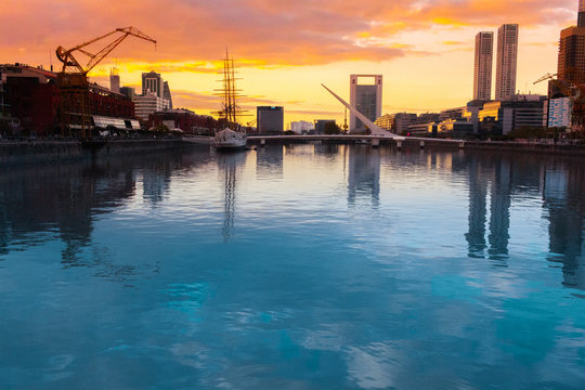 Sunset in Puerto Madero, Buenos Aires Argentina.