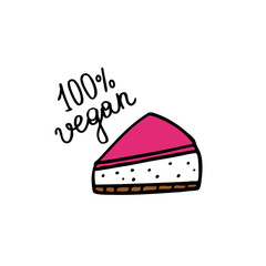 vegan cheesecake doodle icon, vector illustration
