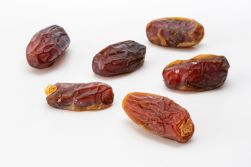  pitted dates isolated on white background