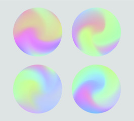 Set of gradient orbs. Colorful circles in neon holographic tones.