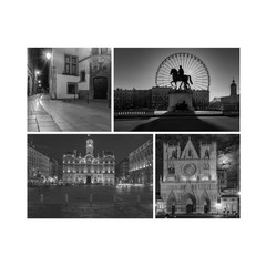 Photo collage sur le thème de Lyon en noir et blanc.