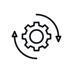Rotating Gear icon, Settings Symbol- vector sign isolated on white background