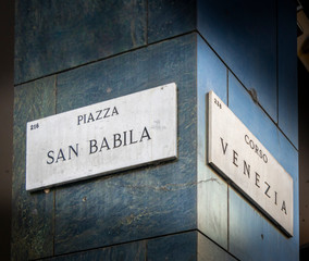 Street sign in Milan, Italy