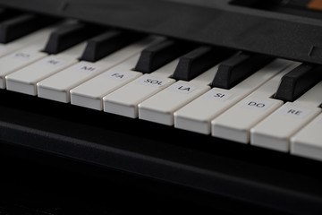 Close up of piano with  music notes,Stuning play music concept.