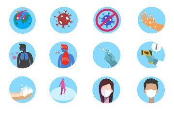 Icon set of coronavirus information 