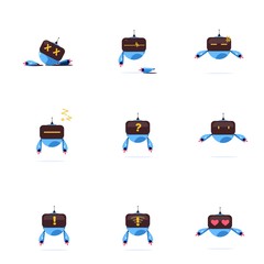 Obraz premium set of blue robot vector illustrations with various expressions