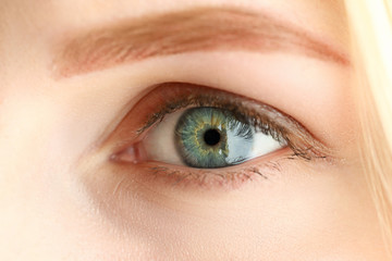 Fototapeta na wymiar Female left grey green coloured amazing eye