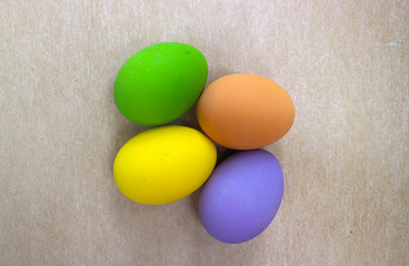 Beautiful easter eggs on a vintage brown paper background