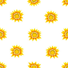 Stylized Yellow Flowers Motif Seamless Pattern
