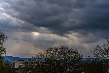 The dark sky covered the sun