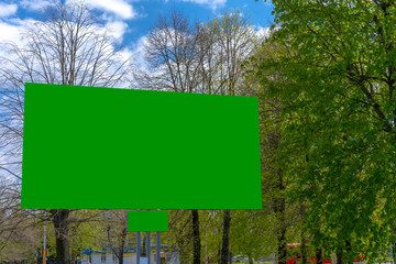 Green billboard in the city