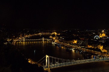 Fototapeta na wymiar Night panorama of Budapest, Hungary