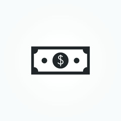 Dollar - money icon. Simple flat style design. Editable stroke. Vector illustration.