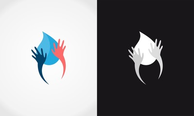 Obraz premium hand & water, sanitation icon logo