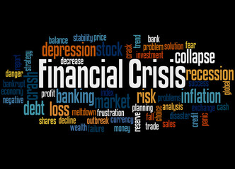 Financial crisis word cloud shaped concept 3