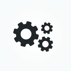 Black gear icon. Simple flat design. Vector illustration