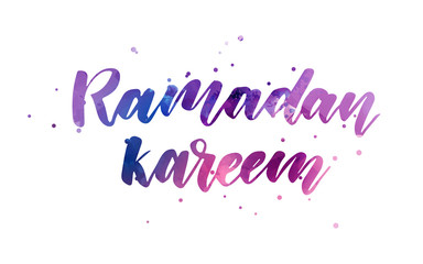 Ramadan kareem (Muslim holiday) - handwritten watercolor modern calligraphy lettering. Holiday concept.