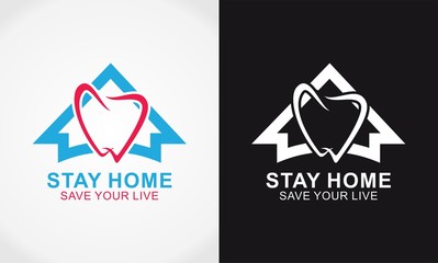 stay home logo, save your live logo, prevention for covid-19 logo