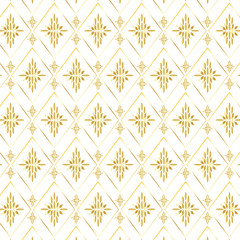 Golden floral shape with geometric seamless pattern vector on white background for tile, wall design.