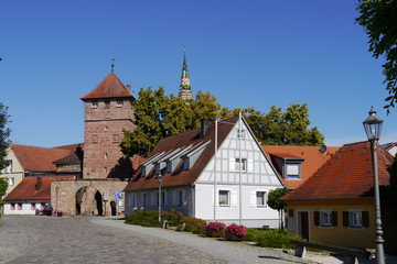 Wolframs-Eschenbach mittelalterliche Stadt mit Stadtmauer und Toren