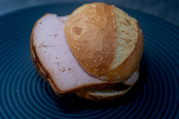 Fresh made Meat Loaf on dark background (German Leberkaese)