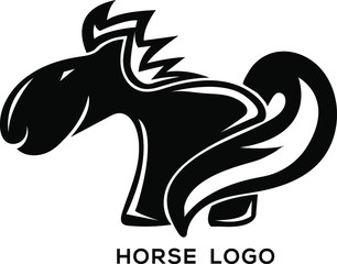 black and white  horse vector symbol icon logo design