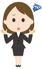 女性　スーツ　お手上げ　不満