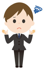 男性　スーツ　お手上げ　不満