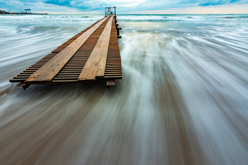 Beautiful seascape after sunset with long exposure