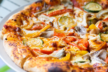 Obraz na płótnie Canvas Pizza vegetarian with mushroom and .cheese
