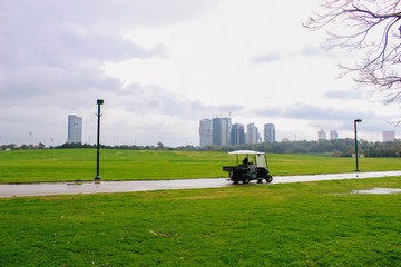 The car is on the road