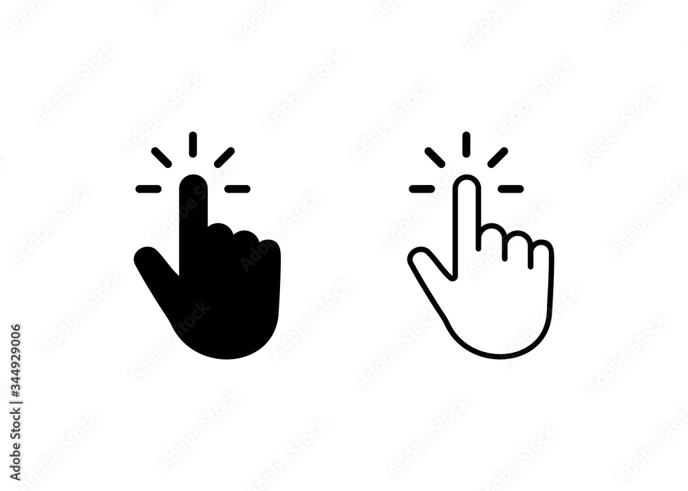 Poster hand click icon vector. hand cursor icon