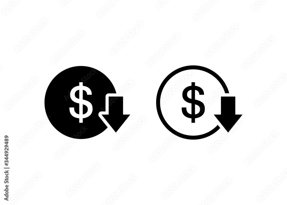 Poster cost reduction icon vector. reduce costs sign and symbol vector design